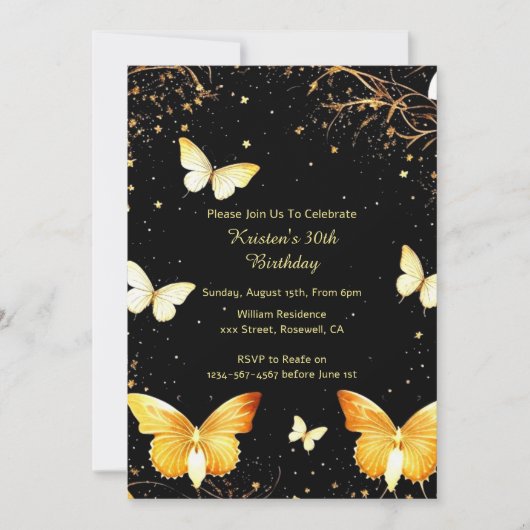 シンプル誕生日招待状 招待状 (正面)