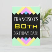 シンプル誕生日招待状「80th誕生日Bash」 招待状 (スタンド正面)