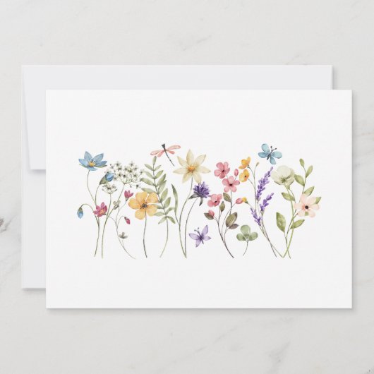 シンプル誕生統計フォトワイルドフラワーズ生まれたばかりのベビー 案内状 (裏面)