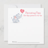 シンプル象とハートバルーンのペアレント化のヒント ノートカード (正面)