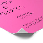 シンプル贈り物とカードホットピンク結婚のサイン ポスター (角)