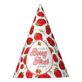 シンプル赤いちご1stバースデーベリーファースト パーティーハット (正面)