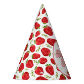 シンプル赤いちご1stバースデーベリーファースト パーティーハット (左)