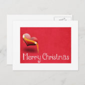 シンプル赤いハートエレガントデコールメリークリスマス シーズンポストカード (正面/裏面)
