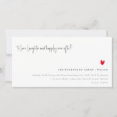 シンプル赤いハートスミニマルクリプト結婚式の招待 サンキューカード (正面)