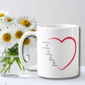 シンプル赤いハートデイジー花カスタム花5名 コーヒーマグカップ