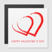 シンプル赤いハートハッピーバレンタインデーカード (正面/裏面)