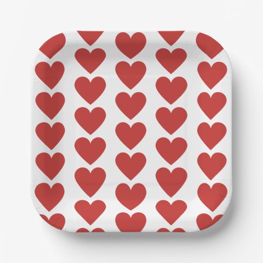シンプル赤いハートパターン紙プレート ペーパープレート (正面)
