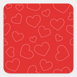 シンプル赤いハートパターン スクエアシール