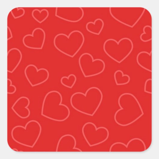 シンプル赤いハートパターン スクエアシール (正面)