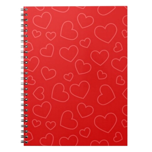 シンプル赤いハートパターン ノートブック (正面)