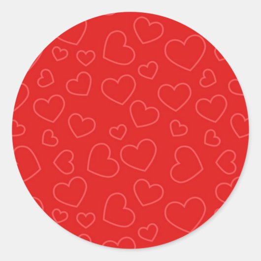 シンプル赤いハートパターン ラウンドシール (正面)