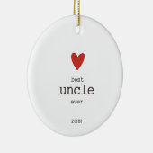 シンプル赤いハートパーソナライズされた最高の叔父エバーギフト セラミックオーナメント (右)