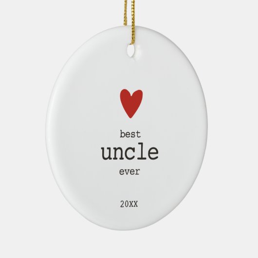 シンプル赤いハートパーソナライズされた最高の叔父エバーギフト セラミックオーナメント (右)