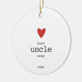 シンプル赤いハートパーソナライズされた最高の叔父エバーギフト セラミックオーナメント (左)