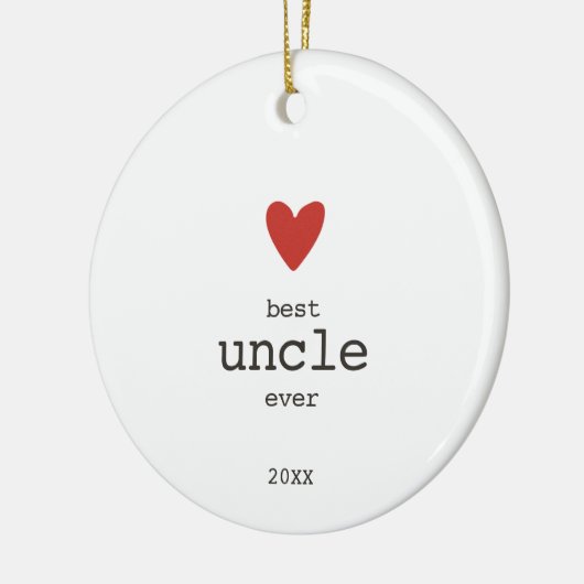 シンプル赤いハートパーソナライズされた最高の叔父エバーギフト セラミックオーナメント (左)