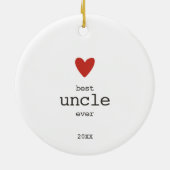 シンプル赤いハートパーソナライズされた最高の叔父エバーギフト セラミックオーナメント (裏面)