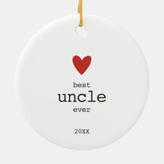 シンプル赤いハートパーソナライズされた最高の叔父エバーギフト セラミックオーナメント (裏面)