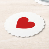 シンプル赤いハートホッモダンク愛ミニマル ペーパーコースター (アングル)