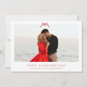 シンプル赤いハートボウハッピーバレンタインデー写真 シーズンカード (正面)