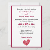 シンプル赤いハート結婚式招待状 招待状 (正面)