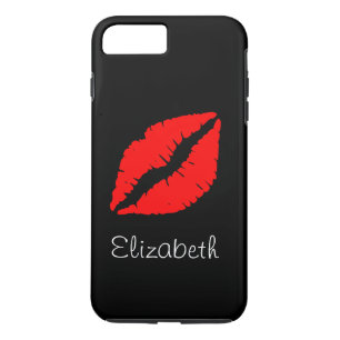 シンプル赤いパーソナライズされた黒い唇 iPhone 8 PLUS/7 PLUSケース