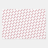 シンプル赤い名前と雪の結晶パターンのクリスマス ラッピングペーパーシート (正面)