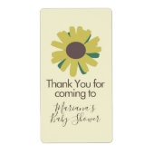 シンプル赤ちゃんシャワーひまわり緑 ラベル (正面)