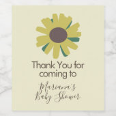 シンプル赤ちゃんシャワーひまわり緑 ワインラベル (シングルラベル)