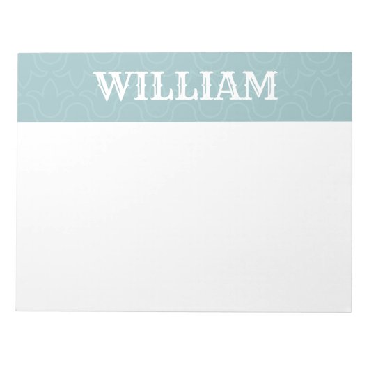 シンプル赤ちゃんパーソナライズされたブルー名ストライプ ノートパッド (正面)