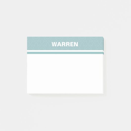 シンプル赤ちゃんパーソナライズされたブルー名ストライプ ポストイット (正面)
