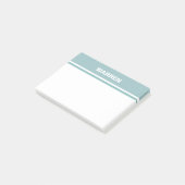 シンプル赤ちゃんパーソナライズされたブルー名ストライプ ポストイット (アングル)