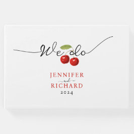 シンプル赤と白エレガントさくらんぼ結婚ズ ゲストブック