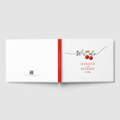 シンプル赤と白エレガントさくらんぼ結婚ズ ゲストブック (全面)