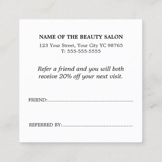 シンプル赤と白エレガント紹介カード 紹介カード (裏面)