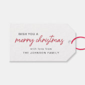 シンプル赤と白クリスマス ギフトタグ (正面(横))