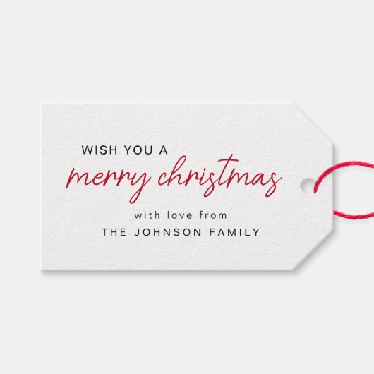シンプル赤と白クリスマス ギフトタグ (正面(横))