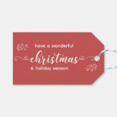 シンプル赤と白クリスマス ギフトタグ (正面(横))