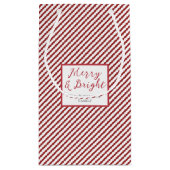 シンプル赤と白ストライプメリー スモールペーパーバッグ (裏面)