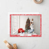 シンプル赤と白写真 ノートカード (正面/裏面インサイチュ)