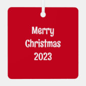 シンプル赤と白犬のイニシャルカスタム写真 メタルオーナメント (裏面)