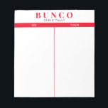 シンプル赤と白BuncoテーブルTally Notepad ノートパッド<br><div class="desc">スコアの人の集計のための各テーブルにシートを投げ保て、あなたのブンコゲームを合理化するためにこれらの準備ができて、簡単は2つの列と赤いアクセントの割り切りシートを使用する空白の。</div>