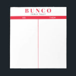 シンプル赤と白BuncoテーブルTally Notepad ノートパッド<br><div class="desc">スコアの人の集計のための各テーブルにシートを投げ保て、あなたのブンコゲームを合理化するためにこれらの準備ができて、簡単は2つの列と赤いアクセントの割り切りシートを使用する空白の。</div>