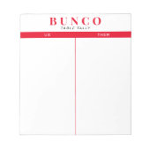 シンプル赤と白BuncoテーブルTally Notepad ノートパッド (正面)