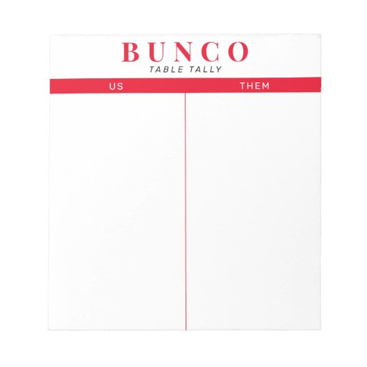 シンプル赤と白BuncoテーブルTally Notepad ノートパッド (正面)