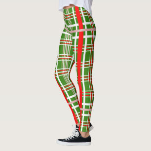 シンプル赤と白PLAID レギンス