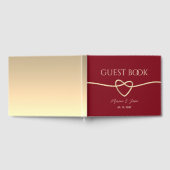 シンプル赤と金ゴールドエレガントな結婚式 ゲストブック (全面)
