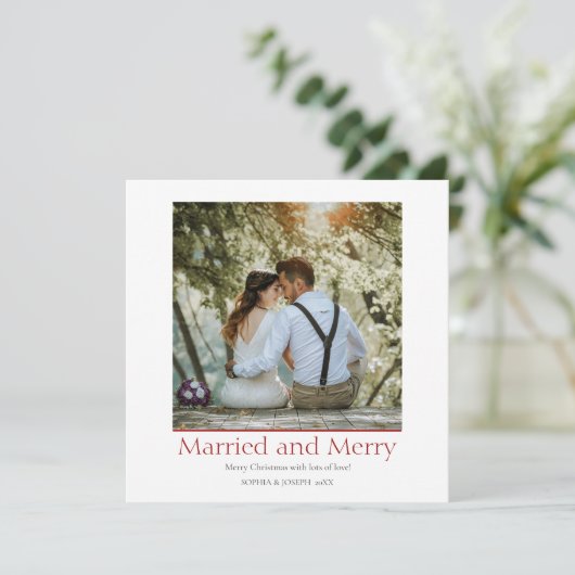 シンプル赤のクリスマス結婚したと新メリー婚 シーズンカード (スタンド正面)