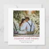 シンプル赤のクリスマス結婚したと新メリー婚 シーズンカード (正面)