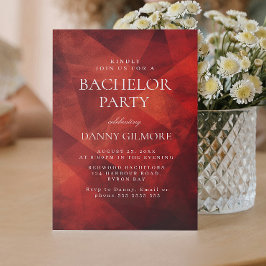 シンプル赤エレガントバチュラーパーティ 招待状